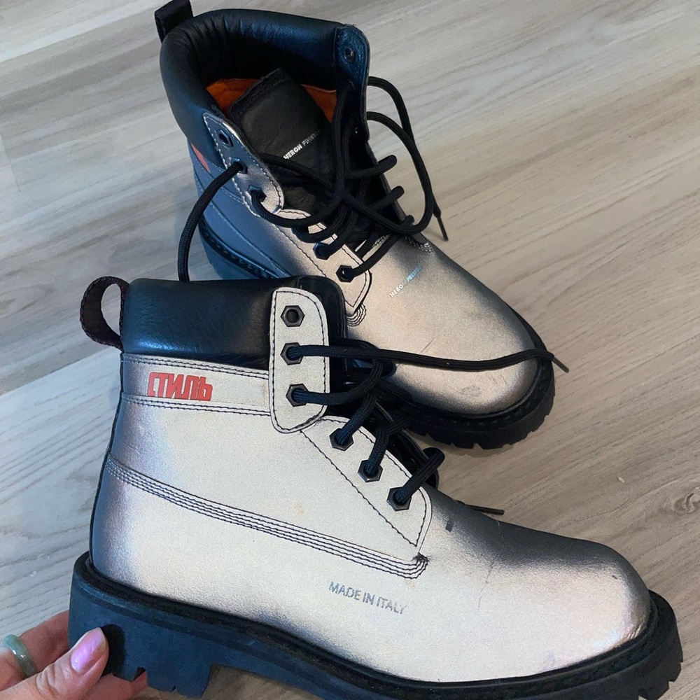 Heron Preston reflective combat boots